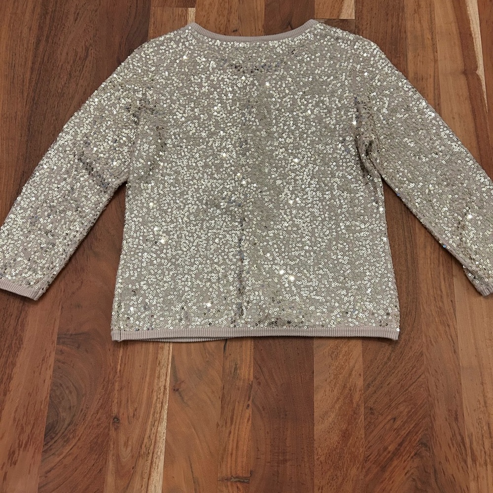 Anthropologie: Sanctuary Sequin Beige/Cream Cropped Cardigan - Picture 2 of 6